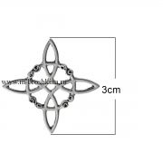Коннектор "Кельский треугольник" античное серебро, размер: 30х30 мм