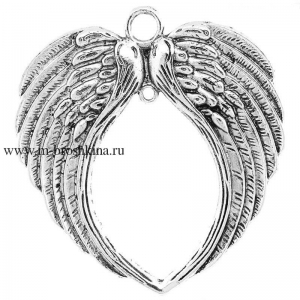 Коннектор "Крылья Ангела" античное серебро, 69х66 мм