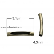 Металлическая бусина "Трубка" бронза, 31х5 мм (2 шт)
