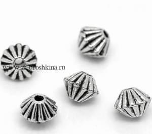 Бусины металлические "Кексики" античное серебро, 5х4 мм, 1.5 мм | бусины металлические
