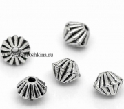 Бусины металлические "Кексики" античное серебро, 5х4 мм, 1.5 мм (10 шт)