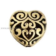 Металлическая бусина "Сердце" античное золото, 13х13 мм, 1.8 мм