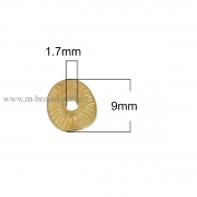 Бусина разделитель "Лепешка" золото, 9х8 мм, 1.7 мм (10 шт)