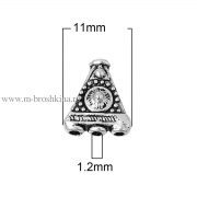 Разделитель для колье на 3 нити "Концевик" античное серебро, 11х9 мм, 1.2 мм (2 шт)