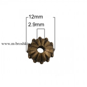 Бусина металлическая "Кекс" бронза, 12 мм, 2.9 мм