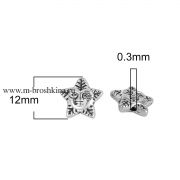 Бусины металлические "Звезда и лицо" античное серебро, 12х11 мм (2 шт)
