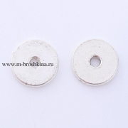 Бусина металлическая "Плоский диск" античное серебро, 10 мм (10 шт)