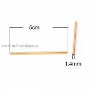 Бусина металлическая "Трубка" золото, 50х2 мм, 1.4 мм (2 шт)