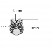 Бусина металлическая "Сова" античное серебро, 10х8 мм (2 шт)