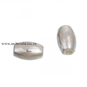 Бусины металлические "Овальчики" серебряные, 6х4 мм (10 шт)