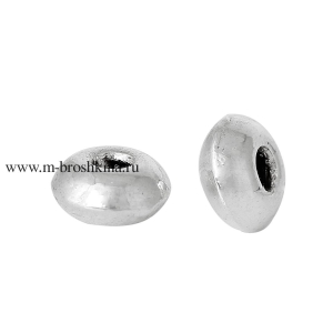 Бусины металлические "Гладкие рондели" серебро, 5х2 мм