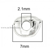 Бусины металл "Бесформенные" античное серебро, 7х6 мм (10 шт)