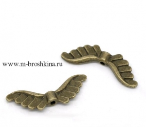 Бусина металлическая "Крылья ангела" бронза, 24х8 мм 