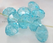 Бусины стеклянные граненые "Роса" голубые, 8х6 мм (нить)