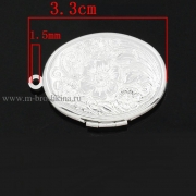 Медальон для фотографии "Винтаж с цветами" серебряный, 33х24 мм