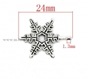 Подвеска "Снежинка" серебро, размер: 24х18 мм (2 шт)