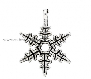 Подвеска "Снежинка" серебро, размер: 24х18 мм | подвески металлические