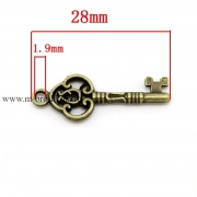 Подвеска двухсторонняя "Ключ" бронза, 28х10 мм
