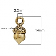 Подвеска 3D "Желудь" античное золото, 14х7 мм 