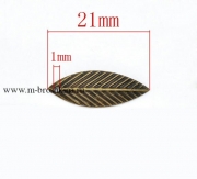 Подвески "Лист" бронза, размер: 21х7 мм (30 шт)