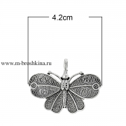Подвеска "Ночная бабочка" античное серебро, 42х32 мм