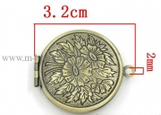 Медальон "Круглый с цветами" бронза, 32х27 мм
