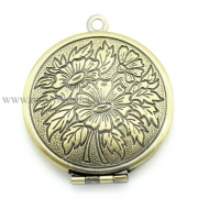 Медальон "Круглый с цветами" бронза, 32х27 мм