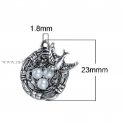 Подвеска 3D "Гнездо" античное серебро, 23х22 мм