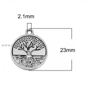 Подвеска круглая "Дерево" античное серебро, 23х20 мм