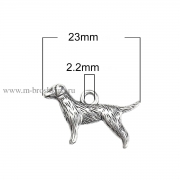 Подвеска двухсторонняя "Собака" античное серебро, 23х14 мм