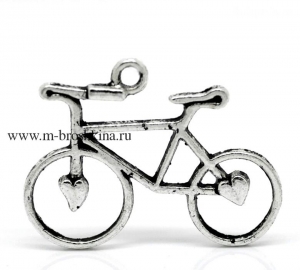 Подвеска "Велосипед" античное серебро, 31х23 мм