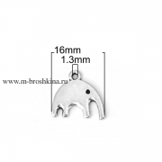 Подвеска "Слон" античное серебро, 16х15  мм