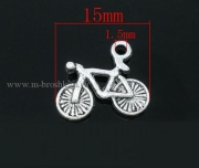 Подвеска "Велосипед" серебро, размер: 15х13 мм (2 шт)