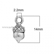 Подвеска 3D "Желудь" античное серебро, 14х7 мм 