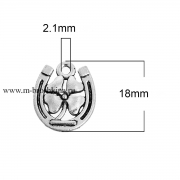 Подвеска "Подкова", "Клевер" античное серебро, 18х15 мм 