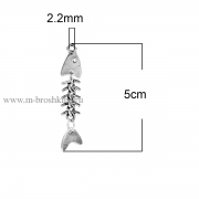 Подвеска двухсторонняя "Скелет рыбы", 50х11 мм