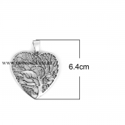 Кулон подвеска "Сердце и дерево" античное серебро, 64х50 мм