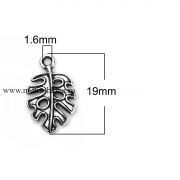 Подвеска "Листок" античное серебро, размер: 19х12 мм (2 шт)