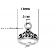 3Д Подвеска "Корона Мисс" античное серебро, 11х10 мм (3 шт)