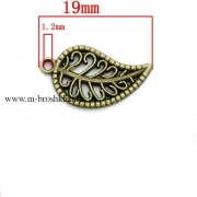 Подвеска "Лист" античная бронза, 19х11 мм (2 шт)