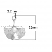Подвеска "Жемчужный цветок" серебро, 23х21 мм