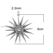 Подвеска "Большое солнце" античное серебро, 60х58 мм
