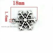 Подвеска "Снежинка" серебро, размер: 18х14 мм (2 шт)