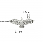 Подвеска 3Д "Орел" античное серебро, 31х14 мм 