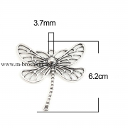 Подвеска "Большая стрекоза" античное серебро, 62х60 мм