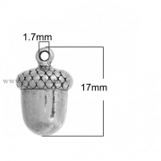 Подвеска объемная "Желудь" античное серебро, размер: 17х11 мм