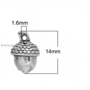 ЗD Подвеска "Желудь" античное серебро, 14х10 мм