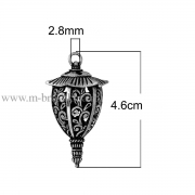 Подвеска "Фонарь" античное серебро, 46х26 мм