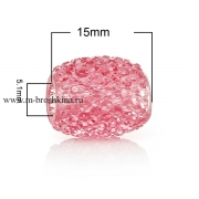 Бусина шарм "Сверкающий кварц" розовая, 15х12 мм (2 шт)