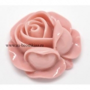Кабошон из смолы "Роза" розовая, 27х27 мм